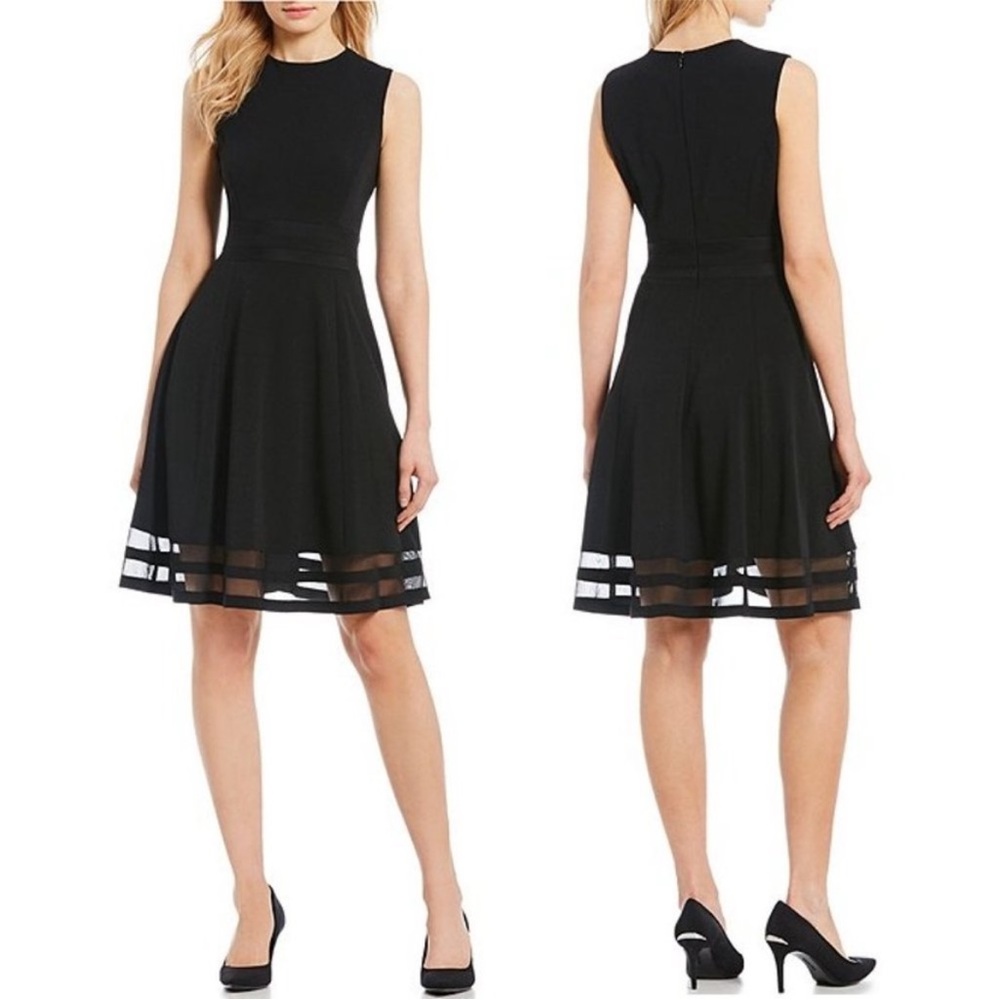 Calvin Klein Elegant Mesh Black Sleeveless Dress